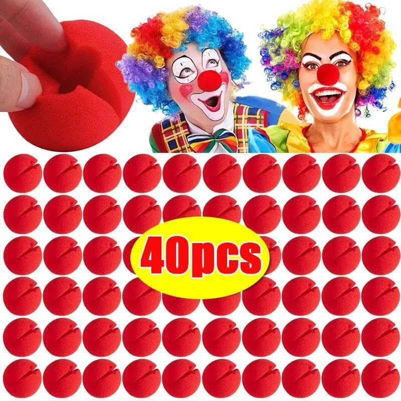 40/5PCS Red Funny Clown Nose Foam Sponge Ball Nose Cosplay Costume Props Circus Performance Halloween Party Decor Supplies Y240801