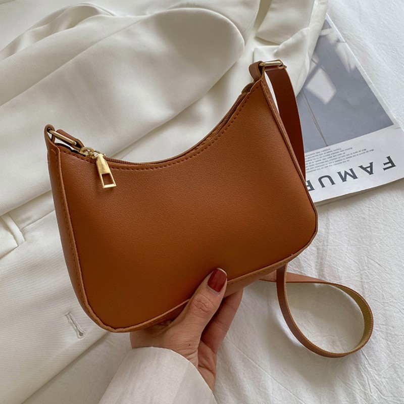 New Women's Retro Solid Color Fashion Handbags PU Leather Shoulder Underarm Bag Casual Women Hobos Handbags сумка женская Trend
