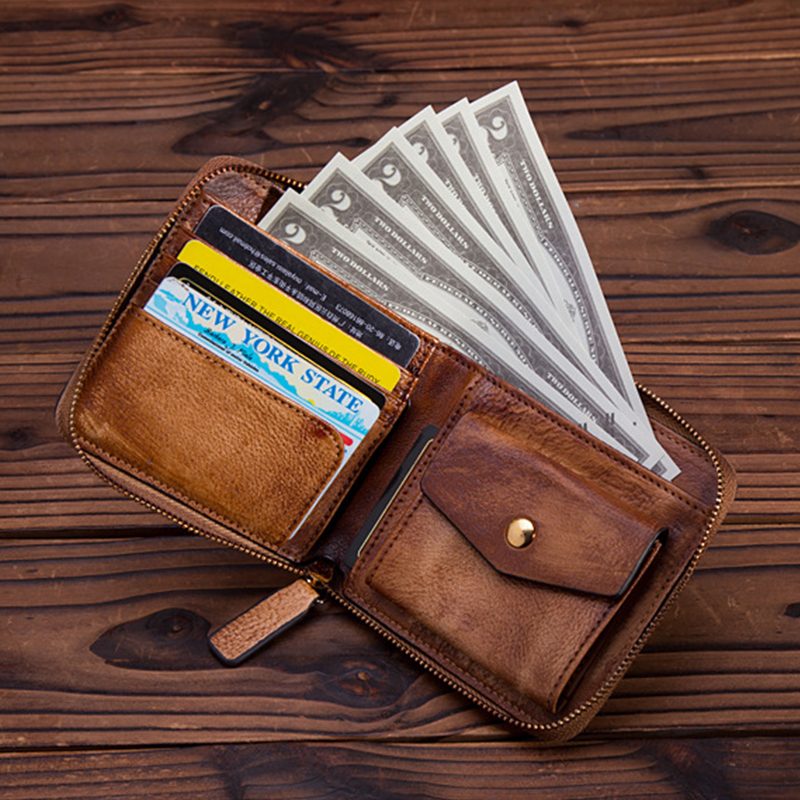 MOTAORA Man‘s’ And Women's Wallets Leather Short Zipper Wallet New 5 Color Coin Purse Vintage Cash Bag Cowhide Solid Money Bags