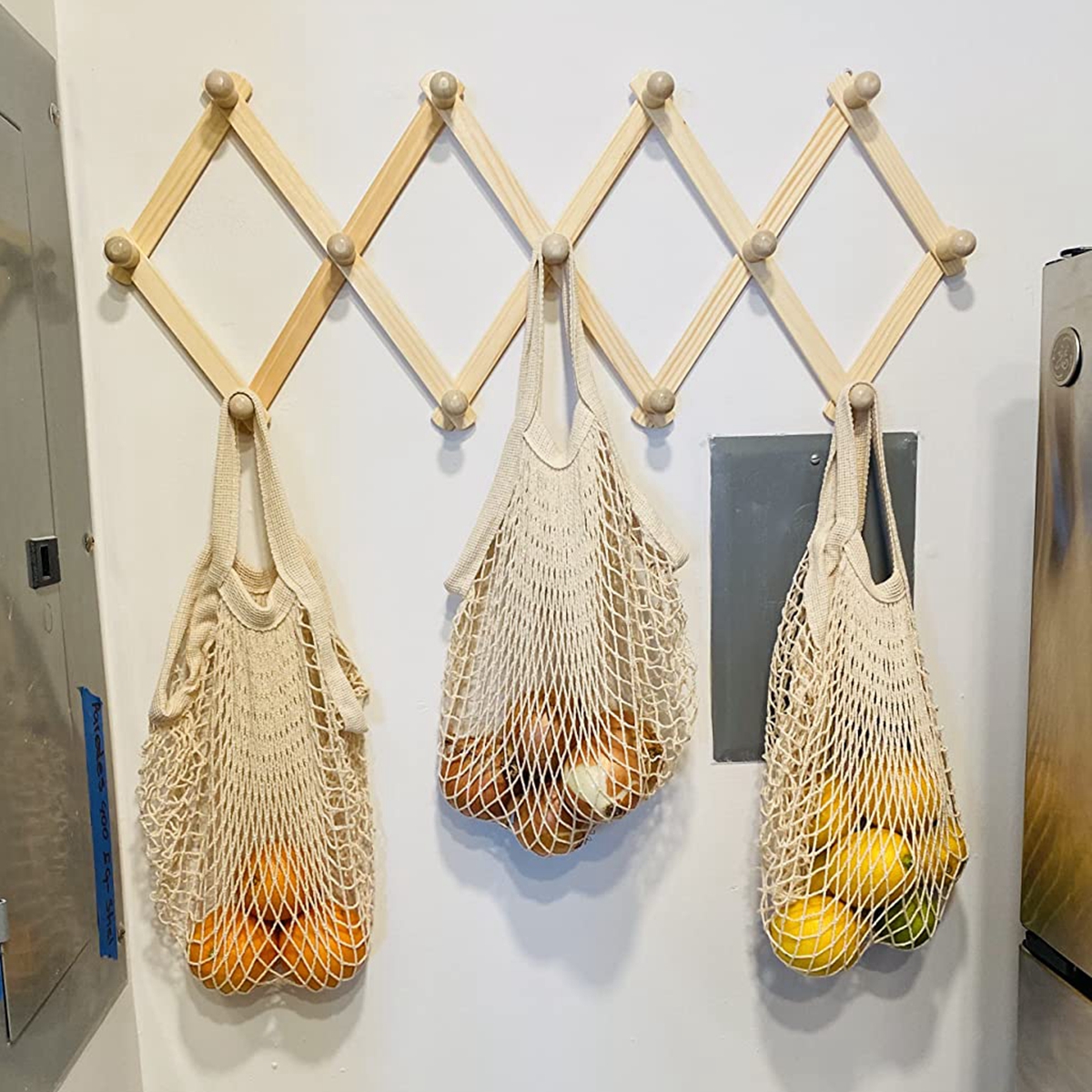 20 Colors Shopping Bags Canvas Portable Mesh Net Reusable Foldable Fruit Vegetable Storage Bag Handbag Long Bolsas De Compra