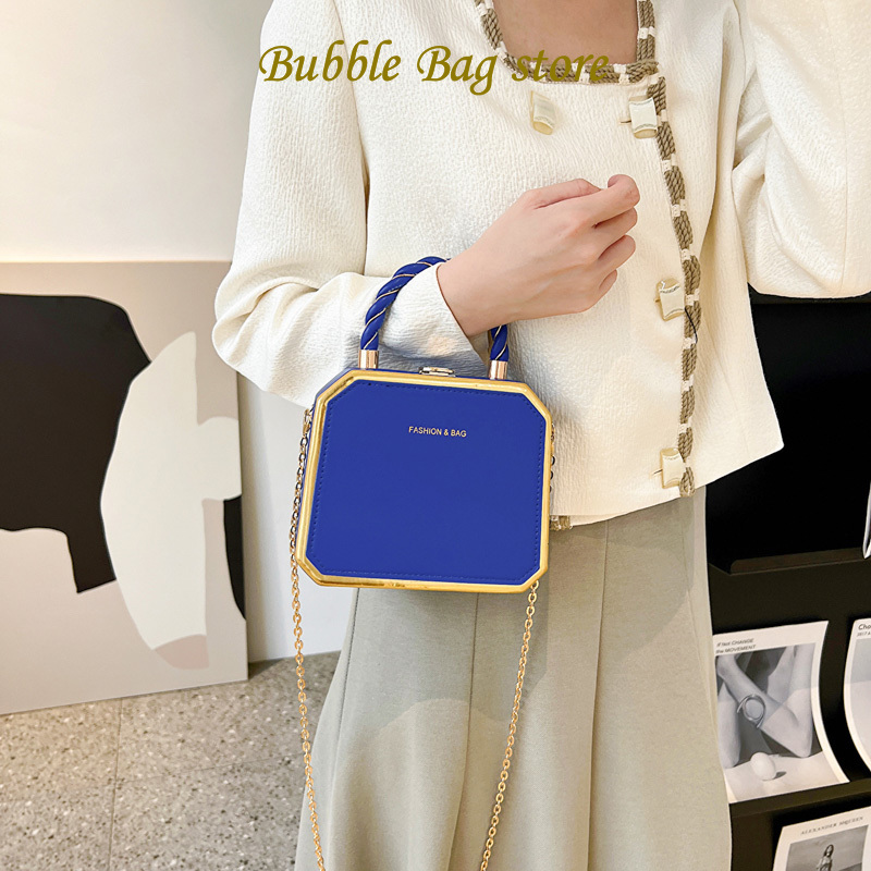 Elegant Women Purple Blue Box Bags Designer High Quality Chain Shoulder Bags Luxury Party Handbag and Purse Crossbody Bag Clutch