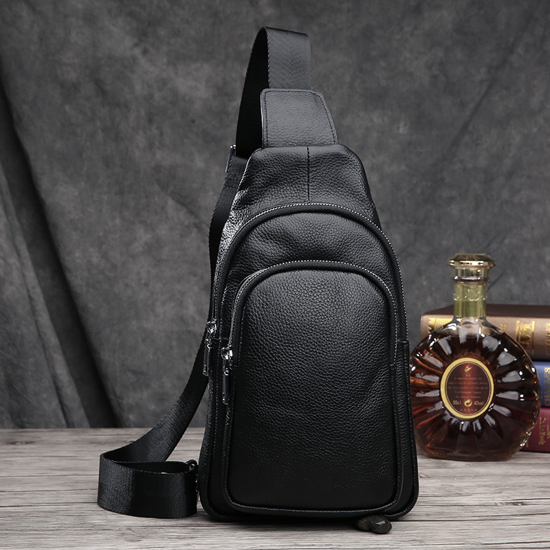 100% Men Cowhide Leather Crossbody Bag Casual Men Shoulder Bags High Quality Chest Pack Genuine Leather Messenger Bag Men