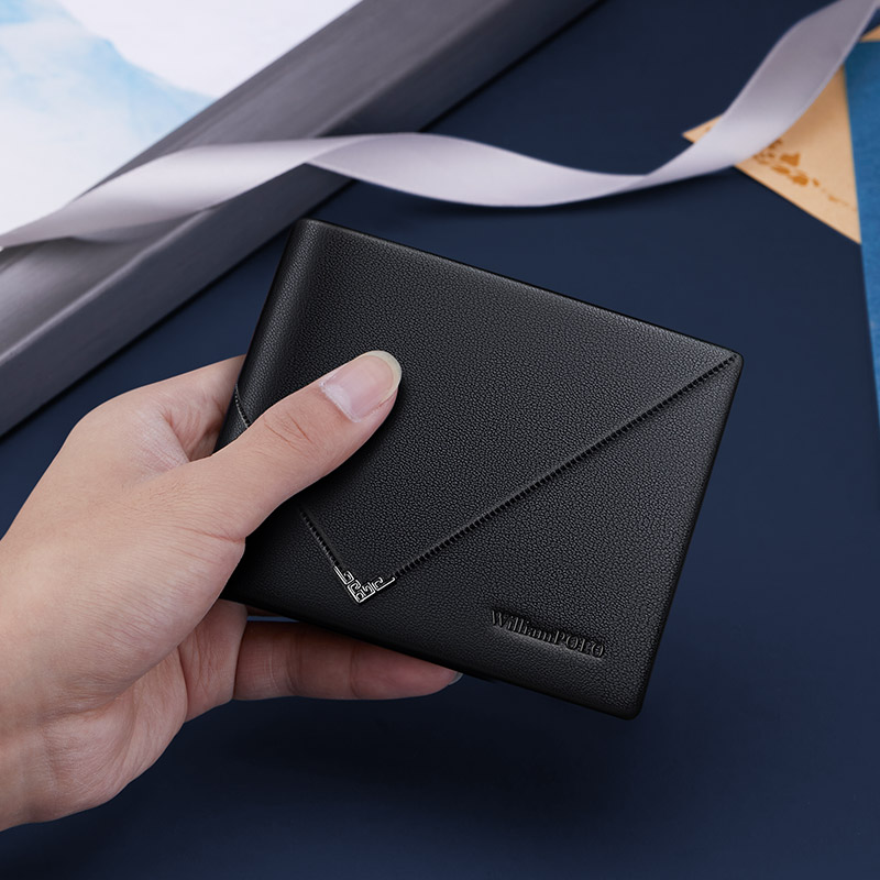 WILLIAMPOLO 2023 Small Men's Wallet Leather Men's Anti THeft Wallet For Card Document Holder Side Purse Male Thin Purse Boy