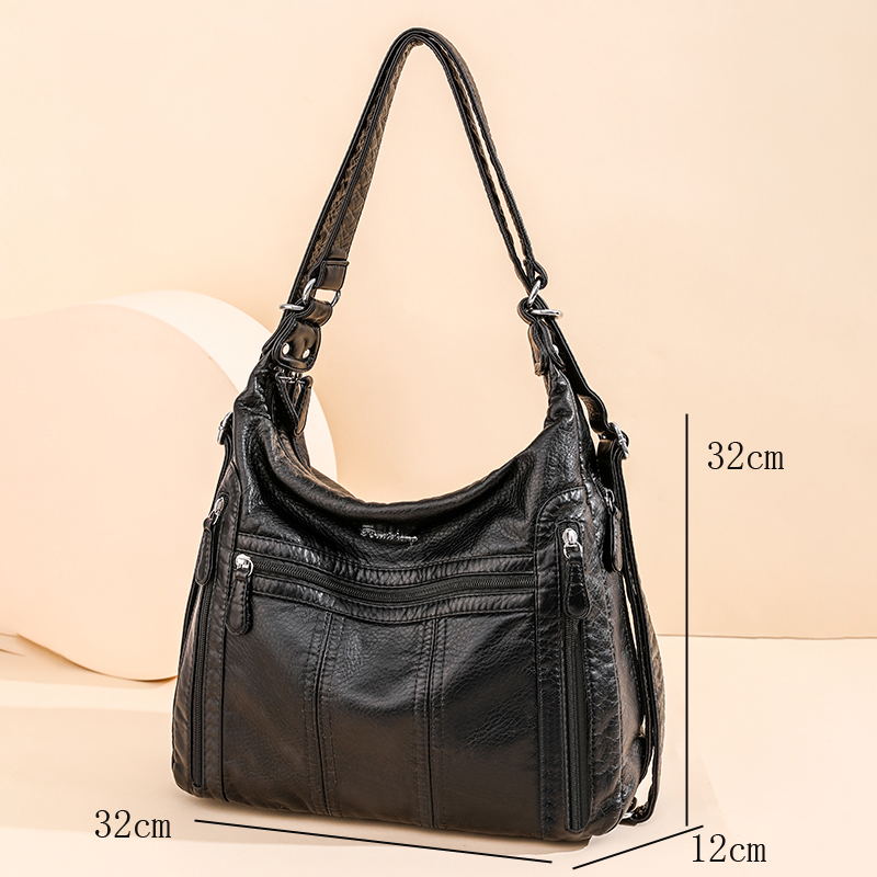 Annmouler 2022 Large Capacity Women Handbag Pu Leather Crossbody Bag Female Multifunction Shoulder Bag Pink sac a main femme