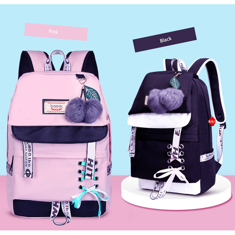 Fengdong korean style high school backpack for teenage girl fashion black white student girls backpack schoolbag cute book bag