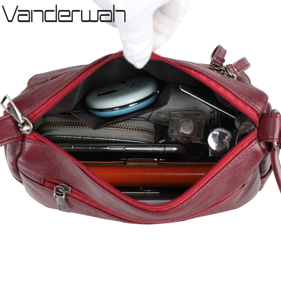 2023 Fashion Luxury Designer Crossbody Bag Pu Leather Soft Messenger Bags for Ladies Zipper Mini Retro Woman Bag Female Sac