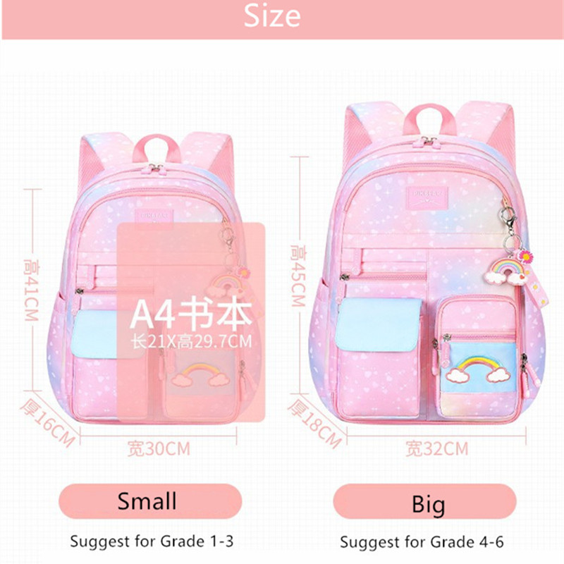 Fengdong children school bags for girls cute rainbow school backpack kawaii book bag elementary school backpack girl mochila