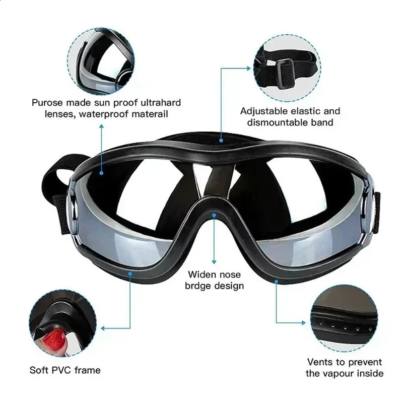 Dog Goggles Glasses Dog Sunglasse Eye-wear Pet Eye Protection Anti-UV Grooming Useful Pos Props Adjustable Dress Up Goggles i240801