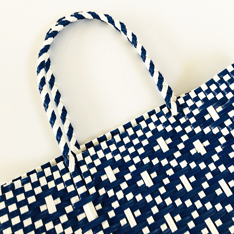 NEW Summer Beach Basket Bag Capacity Heavy Duty Handmade Woven Pp Plastic Handbag Plaid Checks Teacher Tote Shopping Bag