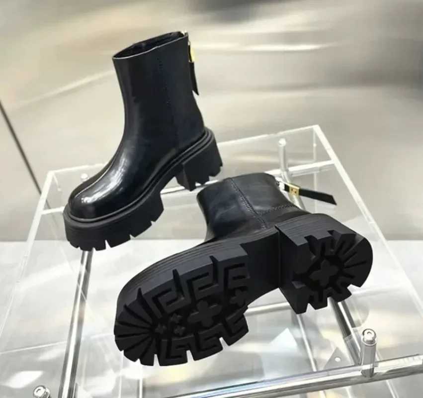 Fashion womens ankle boots high heel round toe thick heel zipper fashion boot platform footwear womens 2024 CL240906