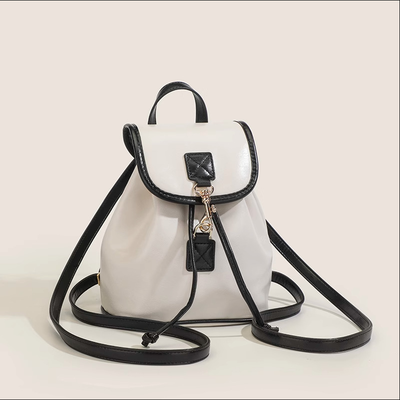 Xiaoxiangfeng shoulder bag women's new style bag contrasting colors fashionable and casual simple flip coverversatile small backpack for students