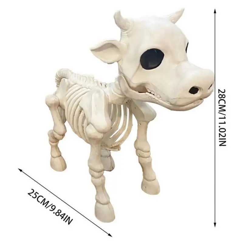 New Halloween Cow Horse Skeleton Tricky Graveyard Resin Cow Skull Skeleton Spooky Halloween Horror Cow Bones Skeleton Decor Y240801
