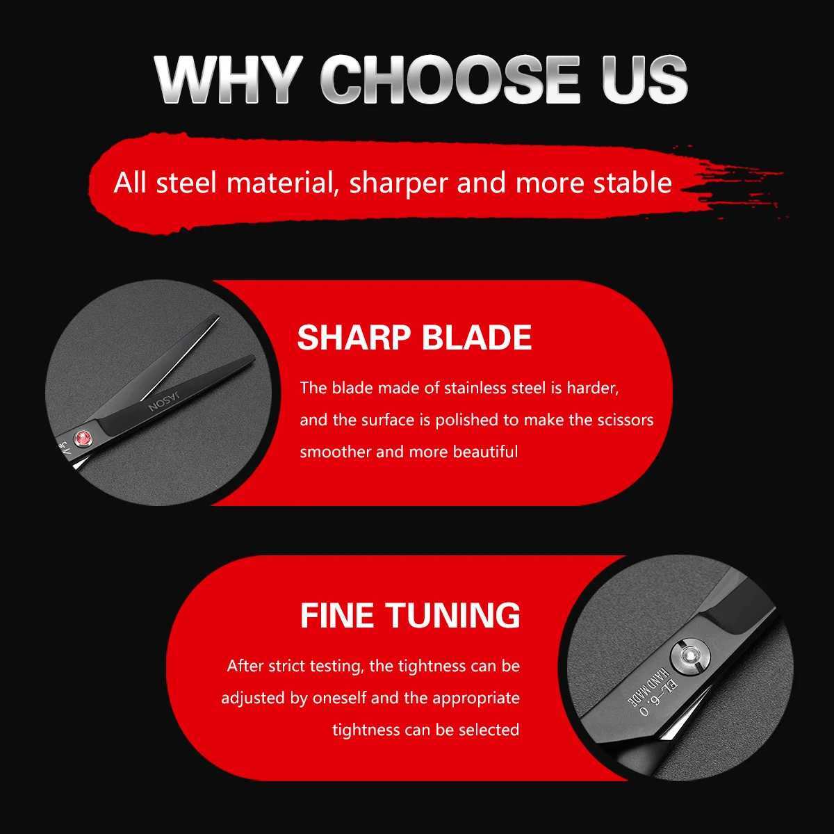 New Arrival 6-inch stainless steel barber scissors left-hand scissors thin scissors professional barber set Z241213