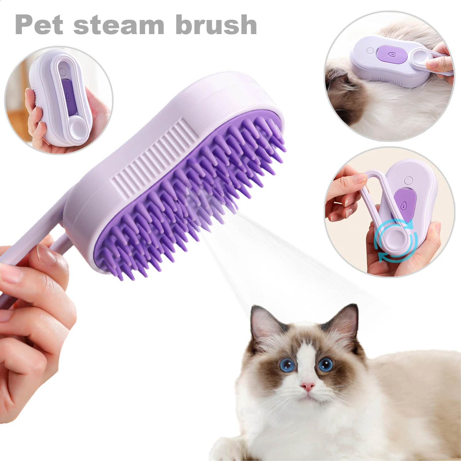 2025 new 3 in 1 Pet Steam Brush for Cats Electric Spray Cat Comb Cleaning Massage Dog Hair Remover Grooming Puppy Accessories