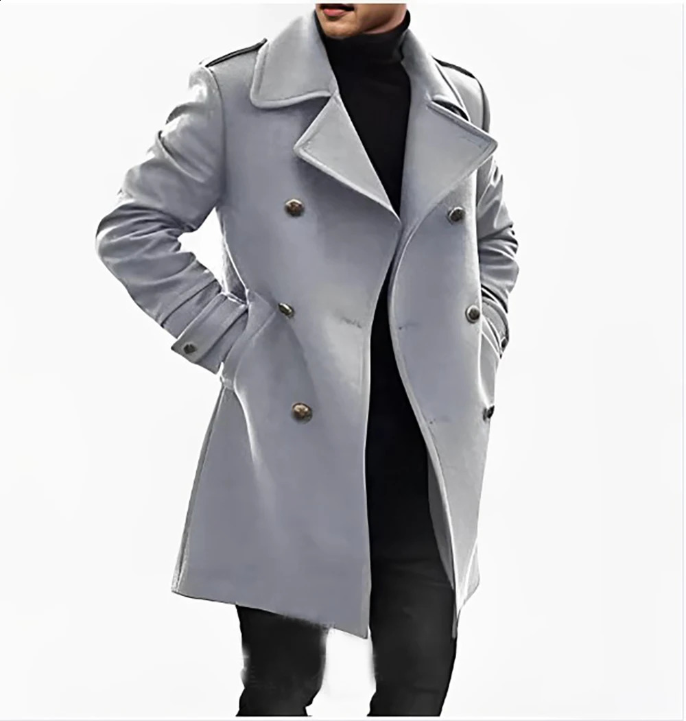 2024 mens upgraded woolen coat for autumn and winter warmth thickened windbreaker y240906