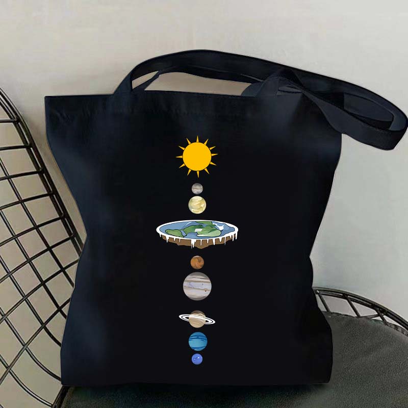 8 Planets Print Canvas Bag Large Capacity Tote Bag Women Handbag Reusable Shopping Casual Fashion Foldable Bag