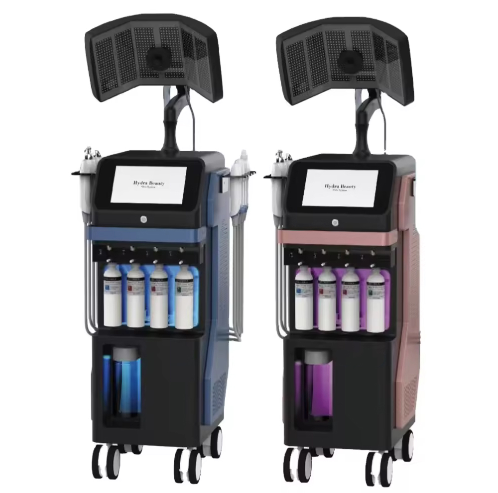 Exclusive Upgrade 3 Colors LED Photodynamic Therapy Bio Light + Face Dermabrasion Skin Exfoliating Face Faceting Bubble Super Oxygen Spray Beaty Machi