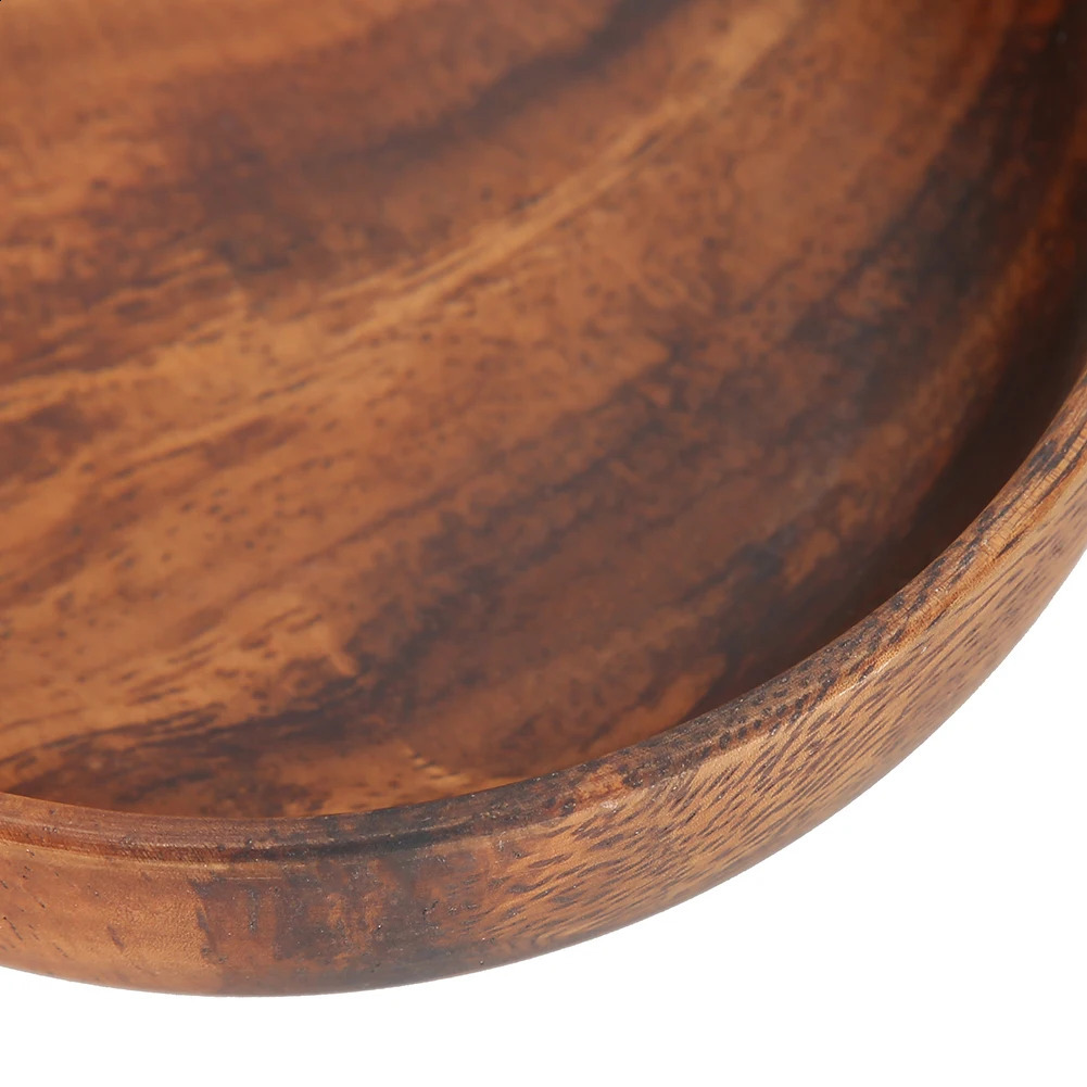 Wooden salad bowl circular dessert display supply tray fruit snack home coffee shop service 240801