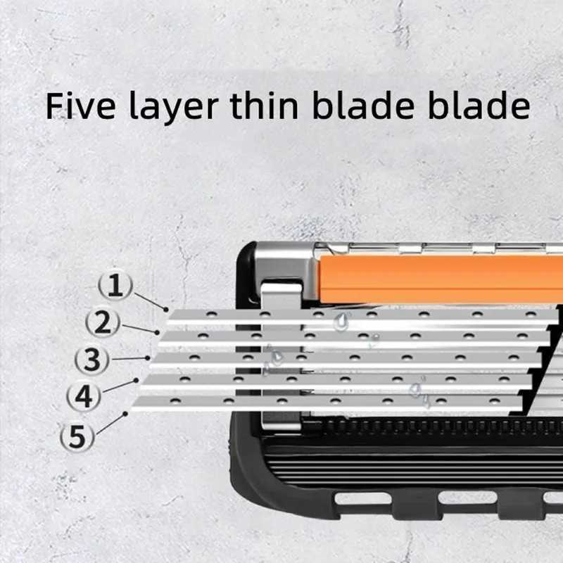 2024 Black/Blue Mens Classic Manual Shaver Retro Washed Shaver Blade Sharp Blade Anti Scratch Five Layer Shaver W240809
