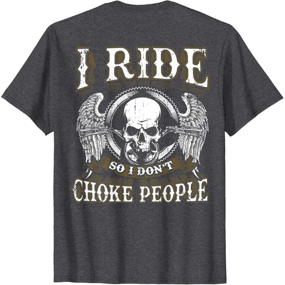 T shirt Mens Vintage Motorcycle Biker Ride So I Don't Choke Skull T-Shirt shirts tshirt graphic tee Casual tops summer clothes Short sleeve Free 
