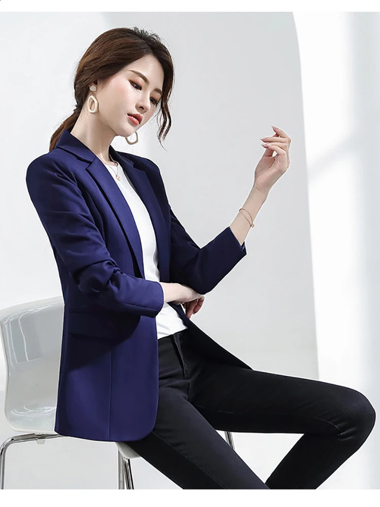 Chic Autumn Spring Blazer Womens Fashion Jacket Slim Fit Overwear Coat