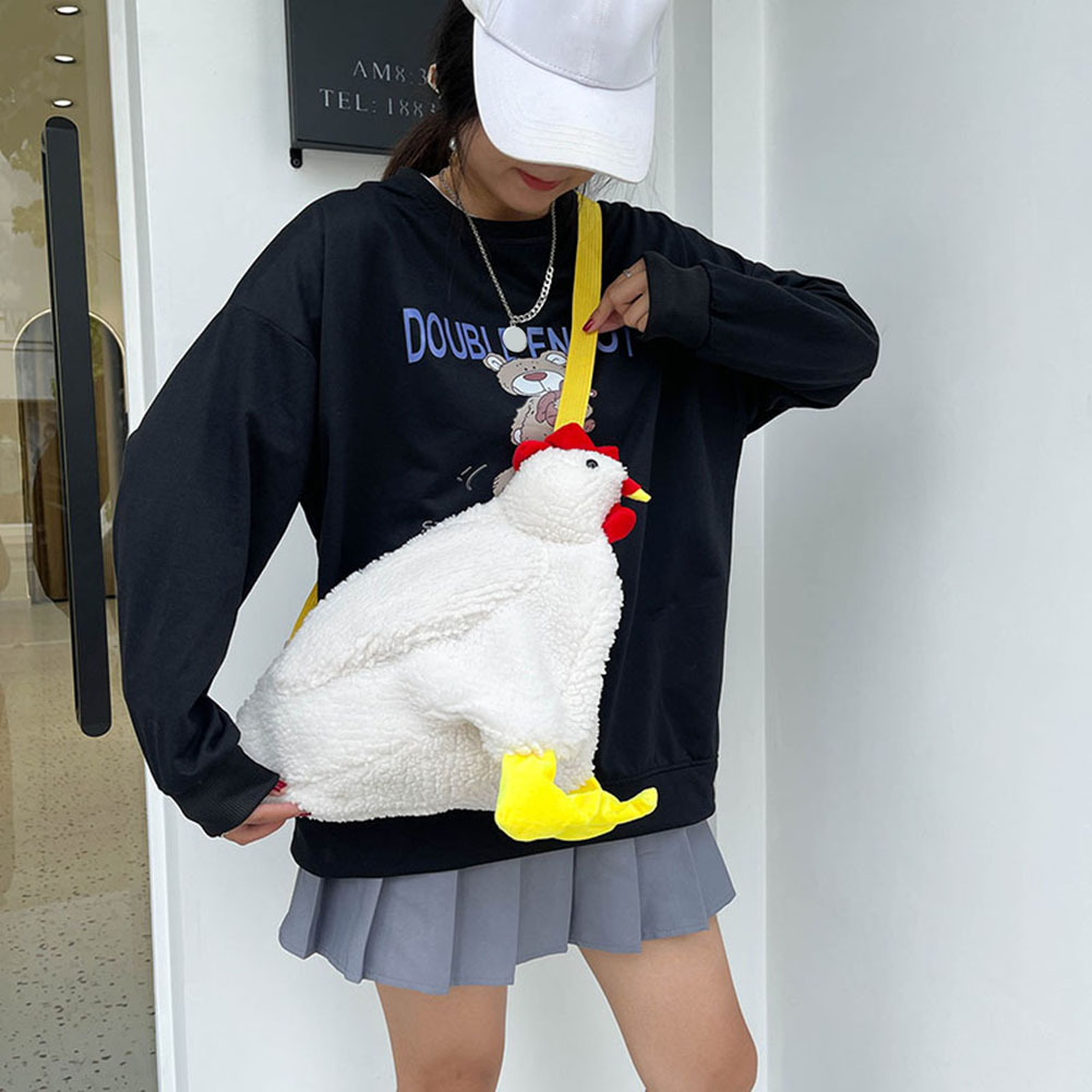 Fashion Women Hen Shape Plush Bag Soft Fleece Cute Cartoon Chicken Shoulder Bag for Women Girl Handbags Crossbody Bag Satchel