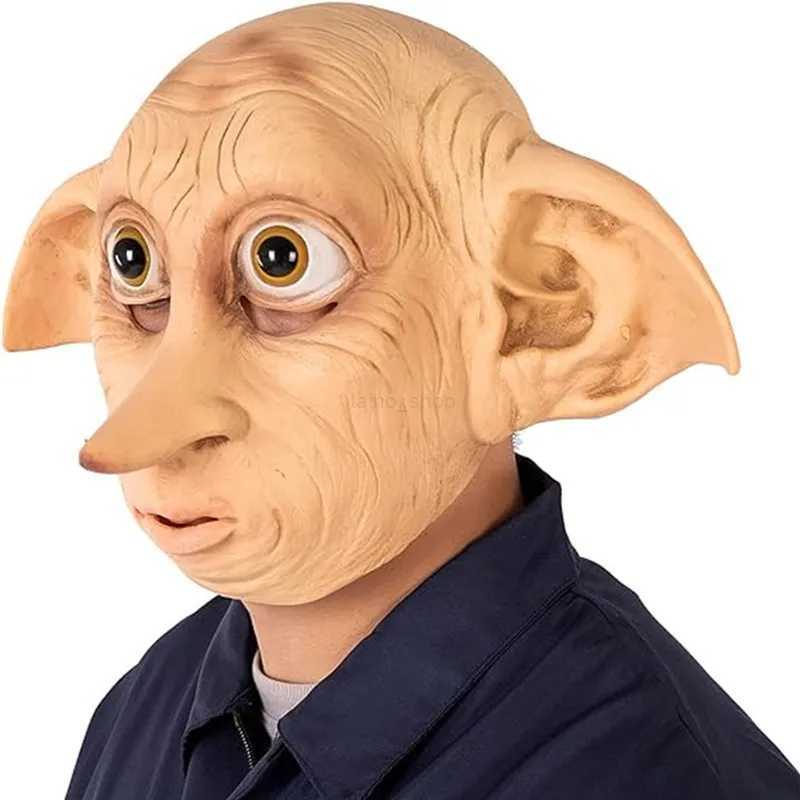 Latex Elf Ears Full Head Cover Dobby Voldemort Mask Cosplay Costume Props Headwear Funny Elfin AccessoryXJ240802