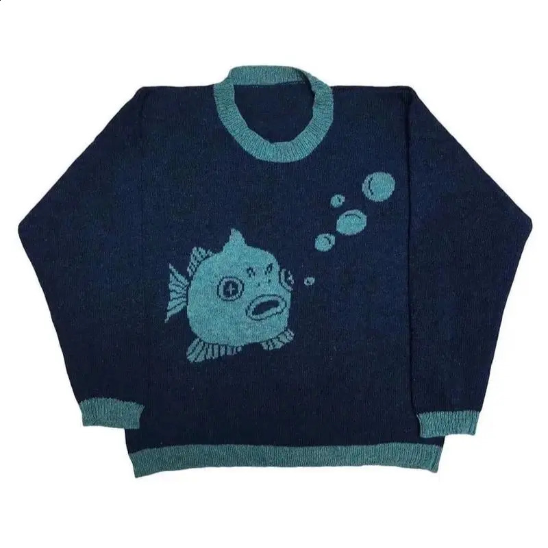 Y2K Clothing Oversized Harajuku O Neck Cartoon Anime Vintage Womens sweater Pullovers Winter Knitwear Long Sleeve Warm Sweater 240801