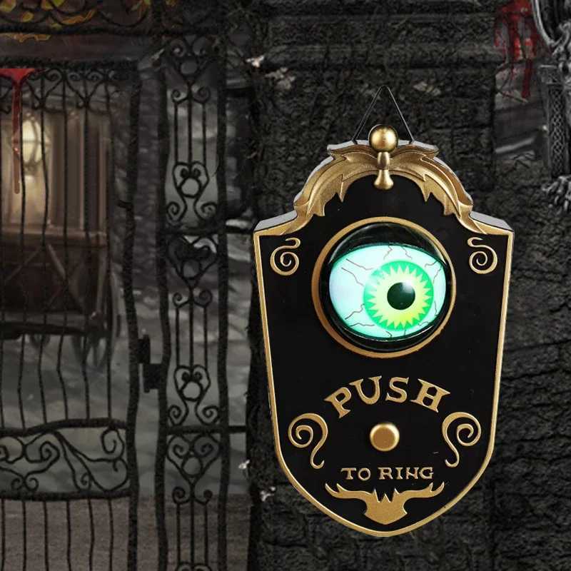 Halloween Decoration One-eyed Doorbell Horror Props Ghosts Day Glowing Home Hanging Electric Luminous Sounding Eyeball Doorbell Y240801