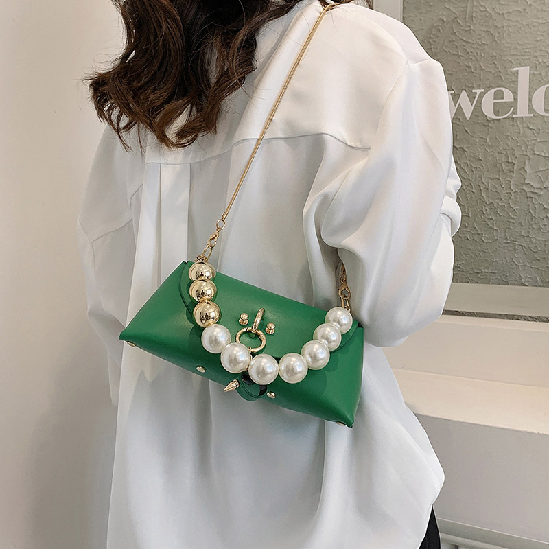 Fashion Mini Women Handbag Leather Shoulder Bags Pearl Chain Clutch Purse Luxury Trendy Women Crossbody Messenger Bag Hand Pouch