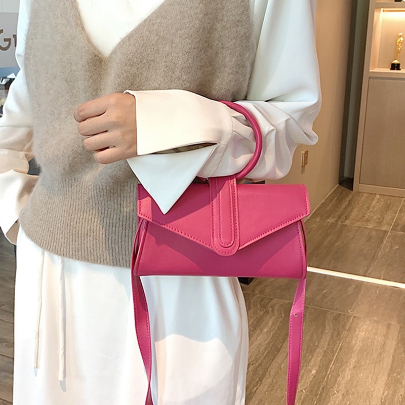 Small Handbag Retro PU Leather Shoulder Bags for Women Designer Bag Yellow Orange Candy Color Female Mini Crossbody Bag Handbags