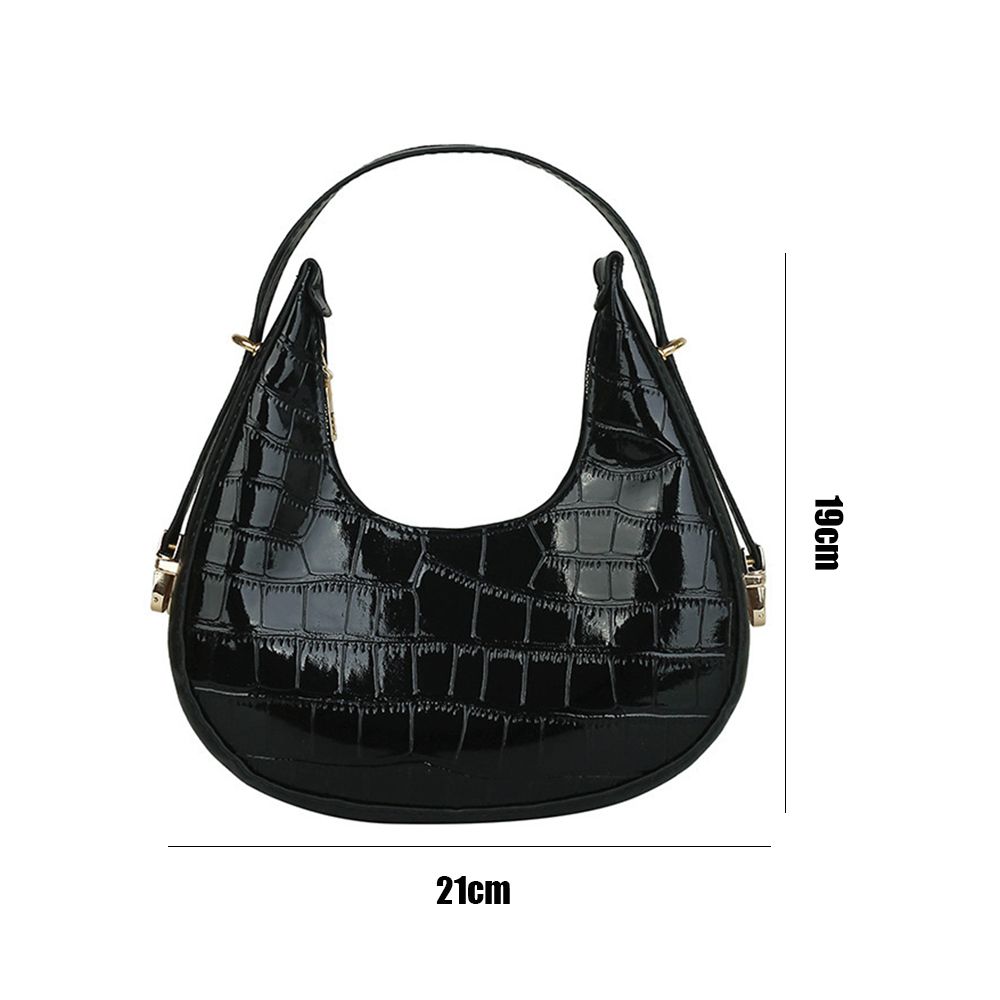 Women's Crocodile Grain Underarm Bags PU Fashion Shoulder Bag Cute Simple Handbags Female Purses
