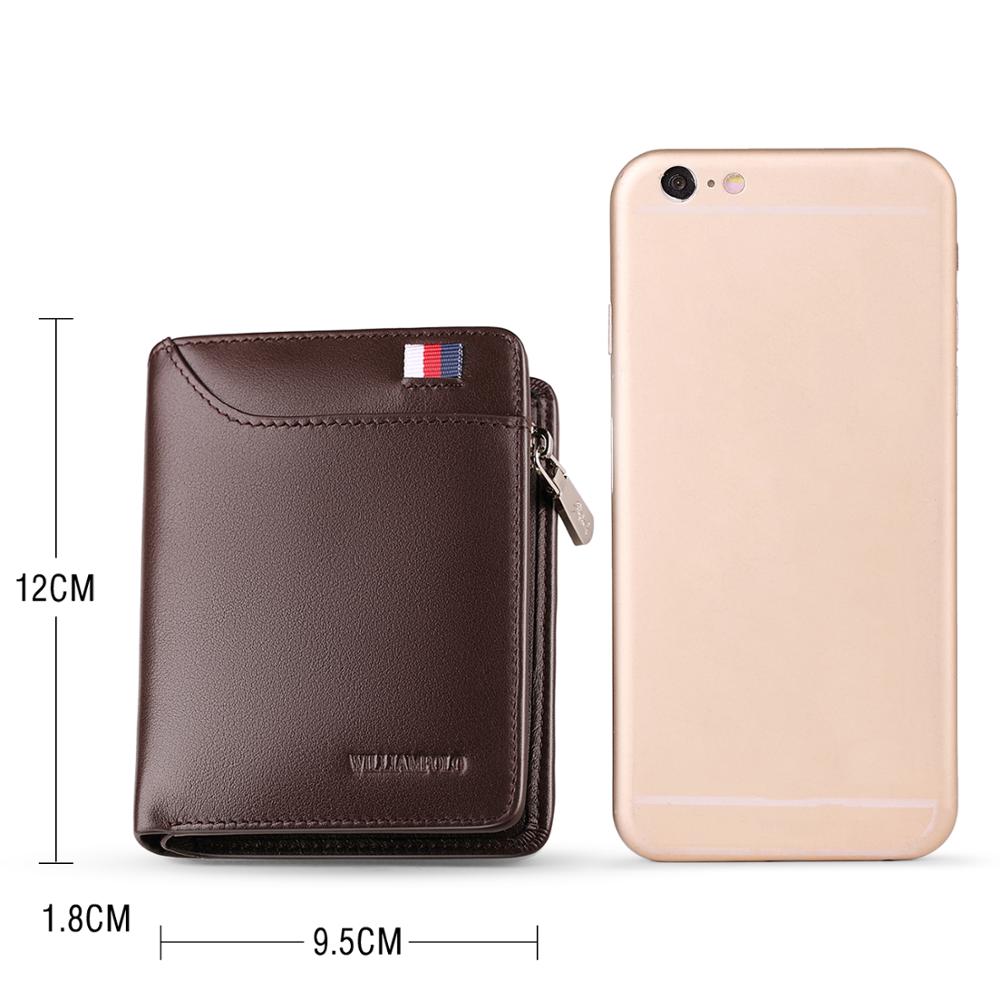 Men Wallet Short Credit Card Holder Genuine Leather Multi Card Case Organizer Purse with Zipper Pocket Portable