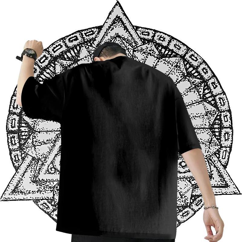 Classic Casual Man T Shirts 230g Pure Cotton High Street Hip Hop Tees Breathable Soft Cool Design Men Tops Tees Cartoon Print