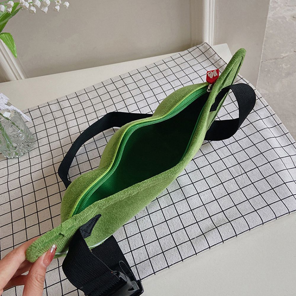 Plush Shoulder Bag Creative Peas Shaped Bags Cute Cartoon Chest Zipper Crossbody Bags Women Outdoor Traveling Handbags
