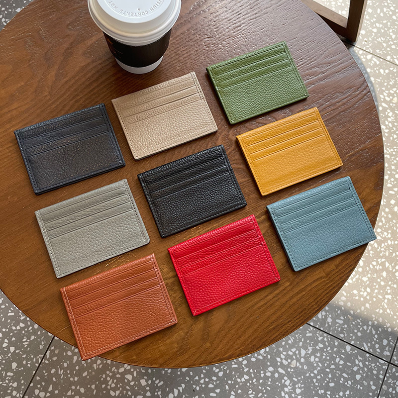 Custom Letters Dropshipping Genuine Leather Multi Slots Women Credi Card Holder Thin Large Capacity Men Bifold ID Holder Bag