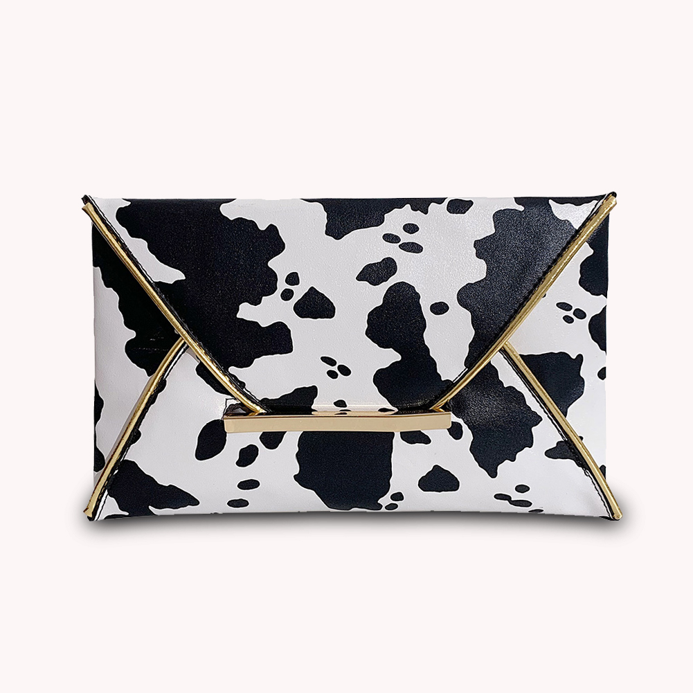 Vintage Leopard Zebra Cow Print PU Leather Day Clutches Women Large Envelope Bag