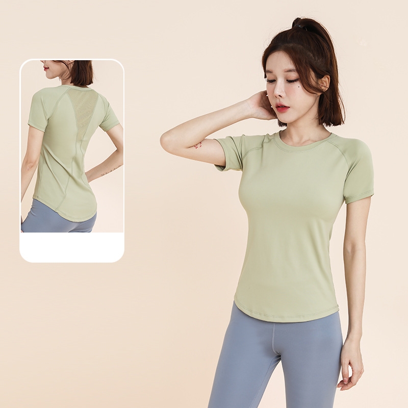 Sports top women's summer loose running fitness short sleeve T-shirt advanced sense Pilates training yoga dress smock