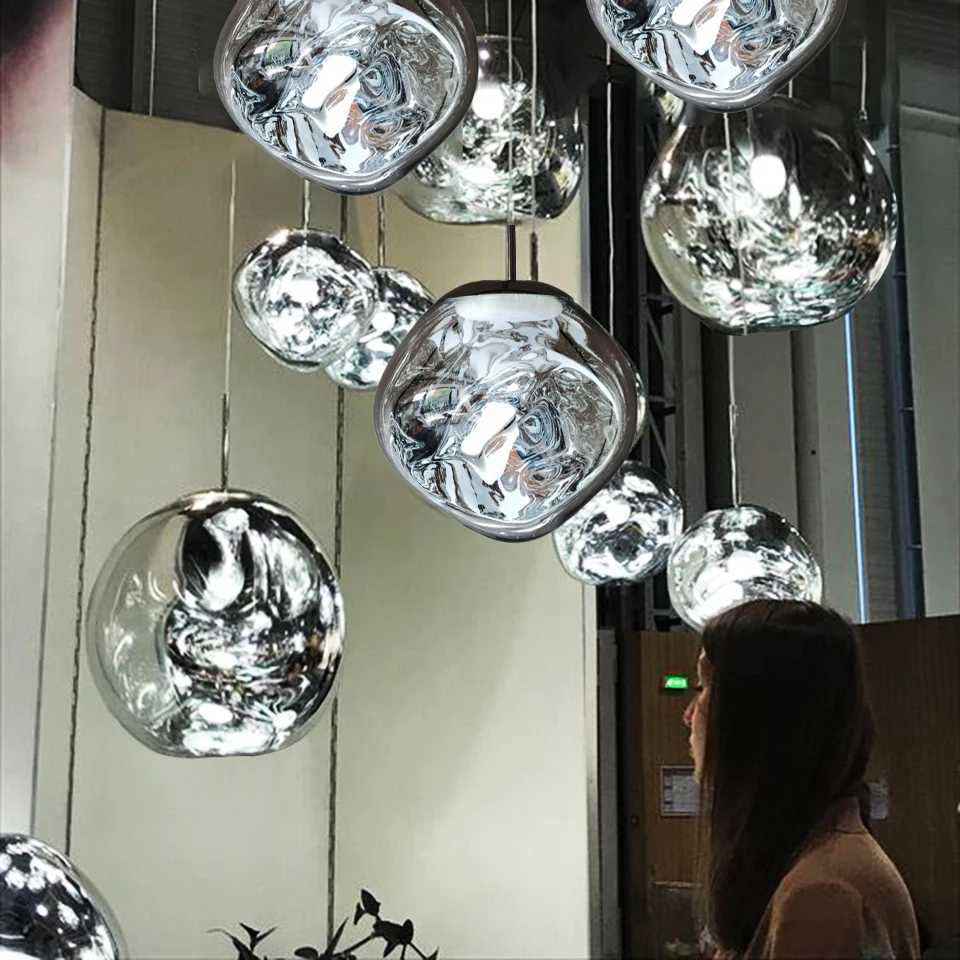 Modern Glass Pendant Light Nordic LED Lava lustre Dining Room Living Room Cabinets Home Decor Hanging Lamps Ceiling ChandelierM240731