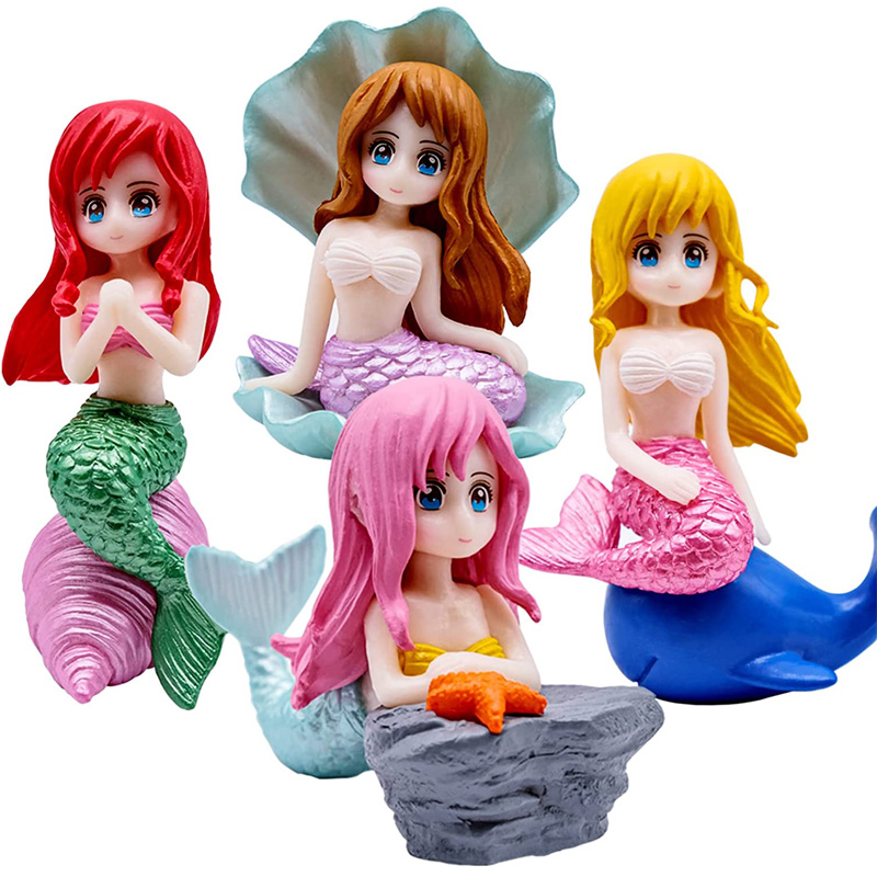 2025 new Aquarium Decoration Plastic Fish Tank Little Mermaid Ornament Miniature Figurines DIY Cake Decor Desk Craft Acces