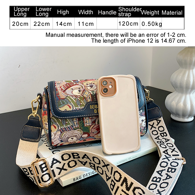 BeiBaoBao exquisite women's bag female crossbody bag Bear pattern lady shoulder bag fashion cylindrical women messenger bag 2023