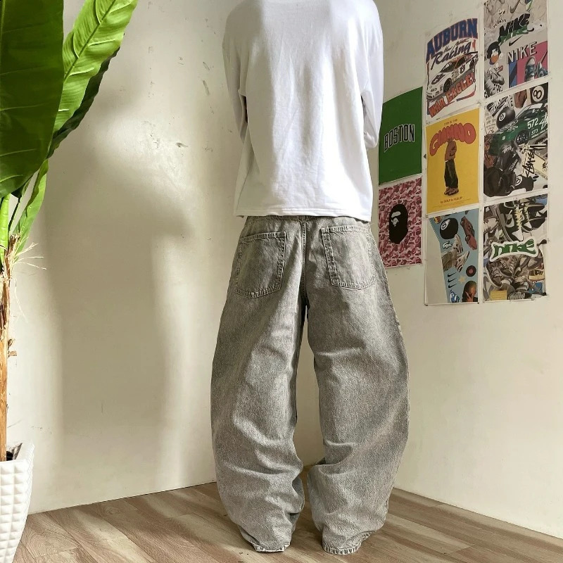 Y2K bagged jeans retro washed Harajuku jeans oversized Harajuku jeans high-quality street clothing Gothic mens fashion wide leg jeans 240829