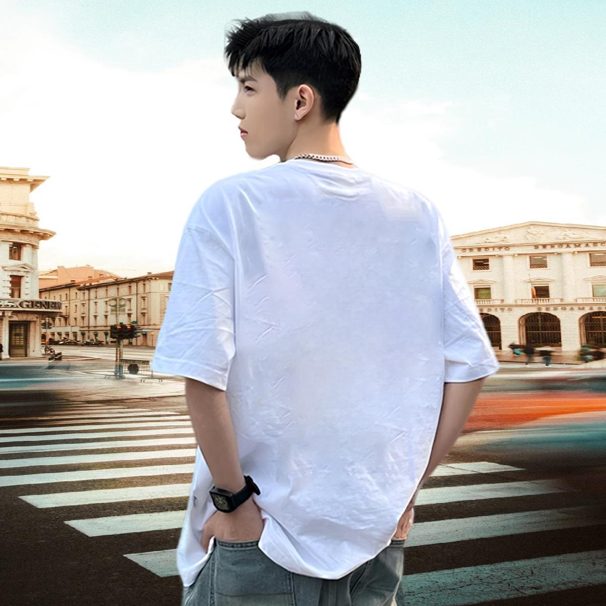 Fashion Casual T Shirts Men 230g 100% Cotton Summer Casual Tops Shirt Short Sleeve O-Neck Loose Men Tees Custom Printing