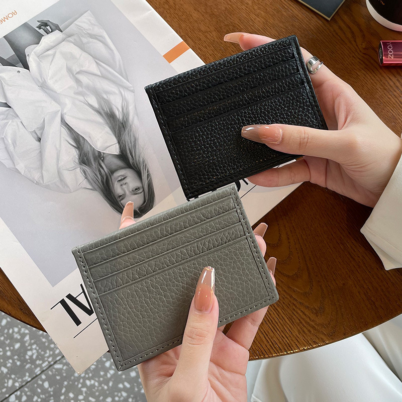 Custom Letters Dropshipping Genuine Leather Multi Slots Women Credi Card Holder Thin Large Capacity Men Bifold ID Holder Bag