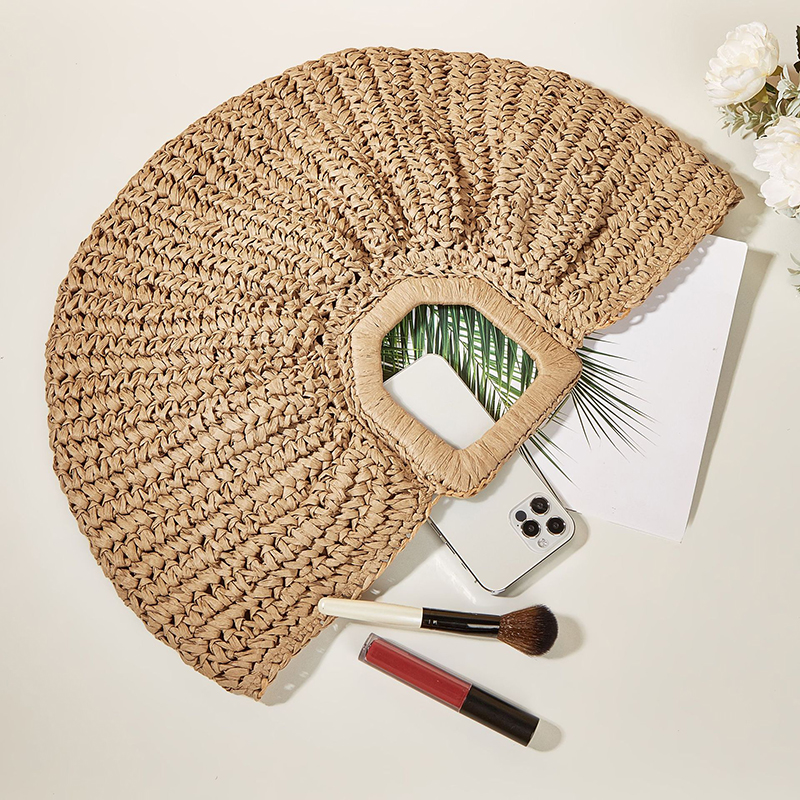 Summer Woven Straw Bag Moon Large Capacity Purse and Handbag For Women Beach Basket Bags Fashion Travel Shoulder Shopper Totes