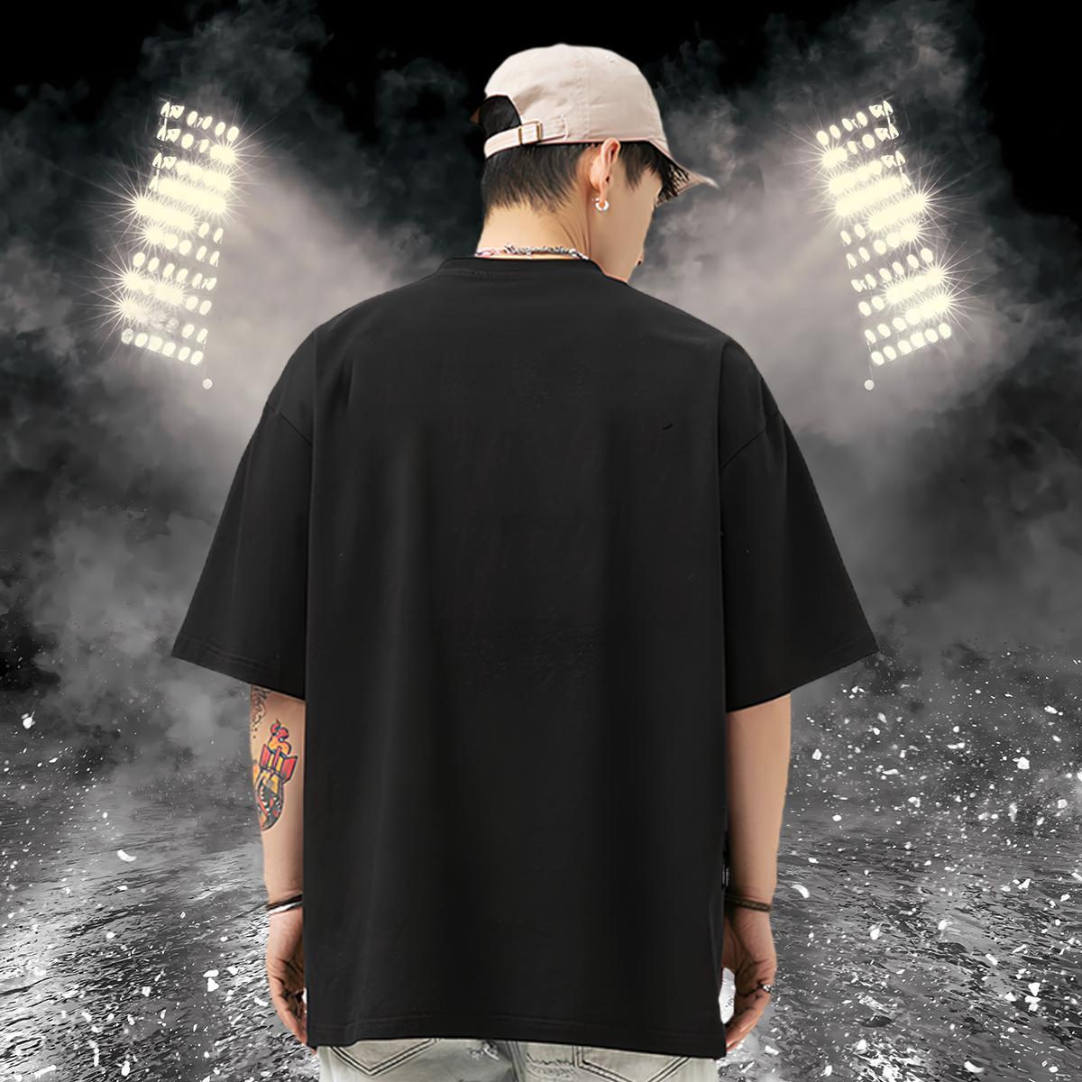 Stylist T Shirt For Man 230g Pure Cotton flower High Street Hip Hop Tees Shirts Crew Neck Breathable High Quality Tshirt for Man Woman Black Oversized