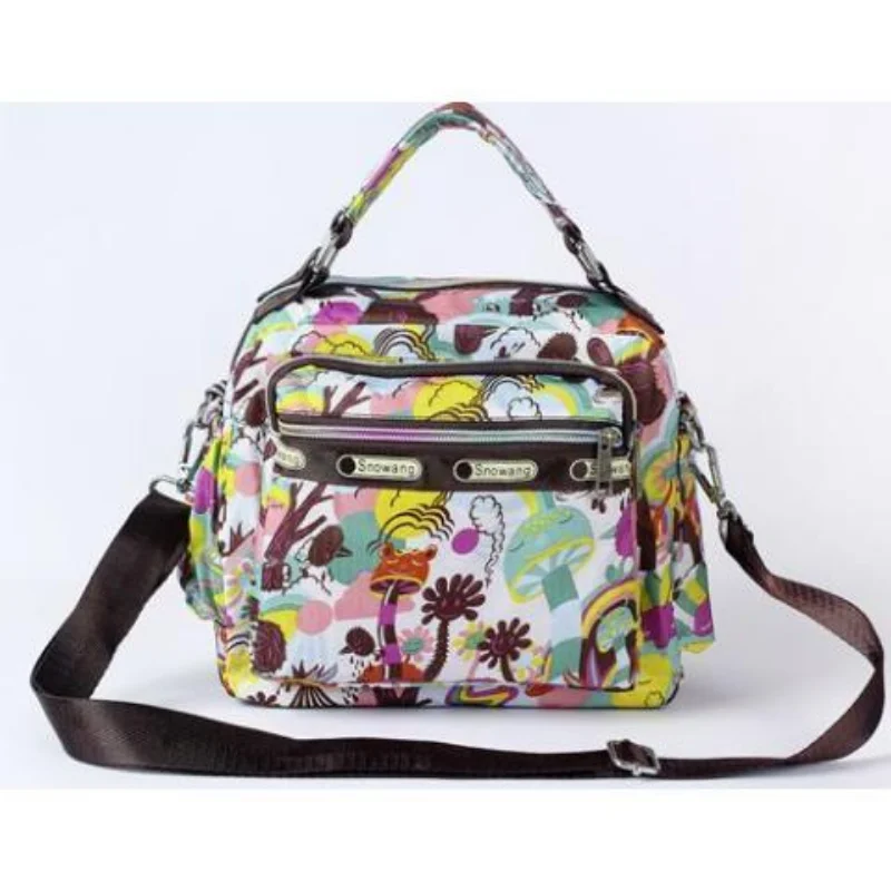 Spring Autumn 2023 New Shoulder Messenger Bag Multi-Layer Zipper Waterproof Handbag Large Capacity Lightweight Mother Bag Floral