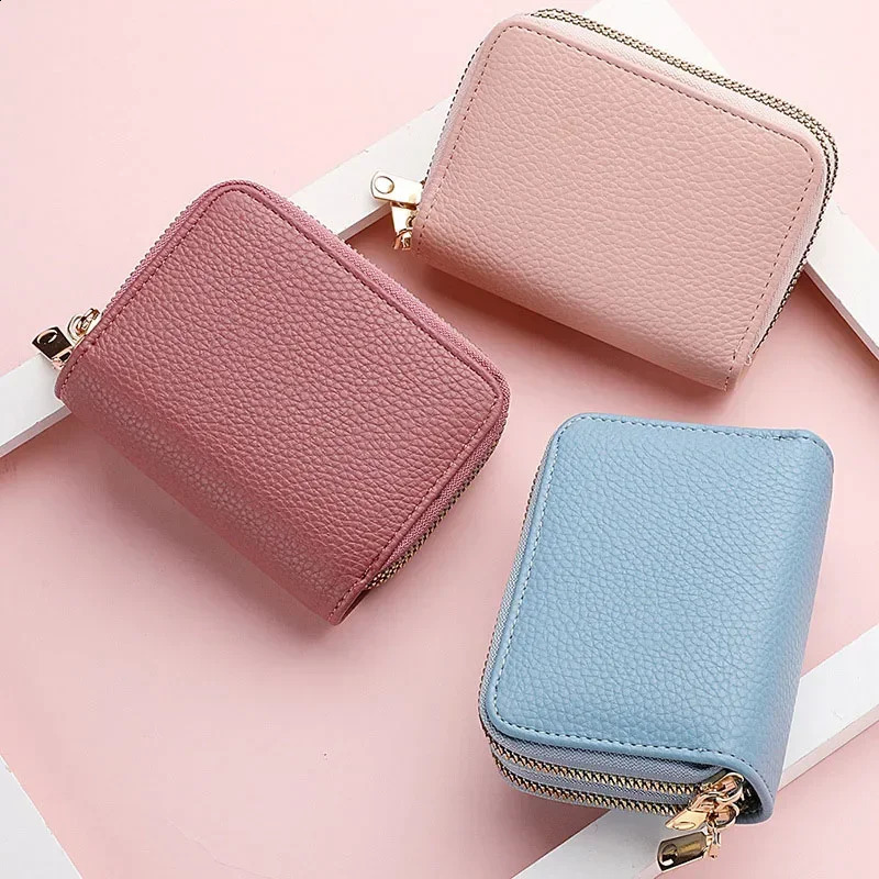 PU Leather Rfid Womens Zipper Card Wallet Small Change Purse for Female Short Wallets with Holders Woman 240801