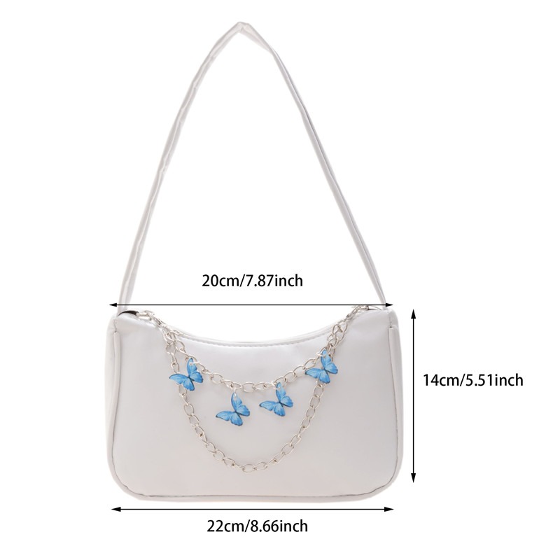 Fashion Women Butterfly Chain Shoulder Bags Ladies Pure Color Small Shopper Bag Purse Female Handbags PU Leather Bag Clutch