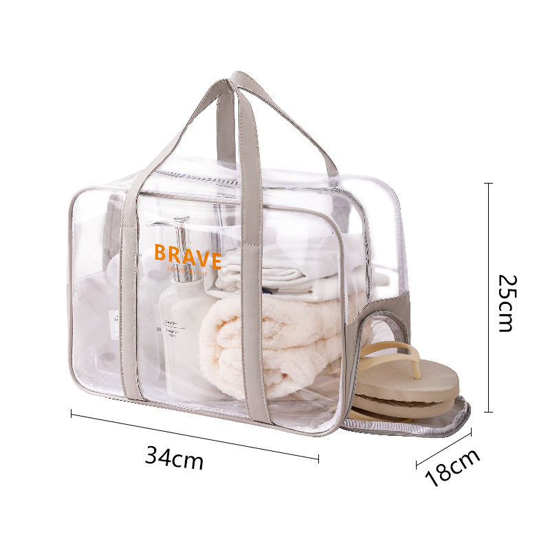 Storage Bags PVC Large Captity Transparent With Dry Wet Separation For Travel Tote beach bag with shoe storage